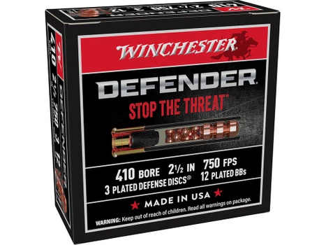 Winchester Ammo S410PDX1 PDX1 Defender 410Gauge 2.50" 3Defense Discs 12BBs Shot 10 Per Box/10 Case