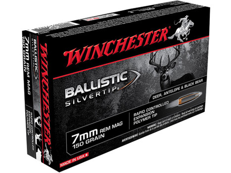 Winchester Ammo SBST7 Ballistic Silvertip 7mmRemMag 150gr Rapid Controlled Expansion Polymer Tip 20 Per Box/10 Case