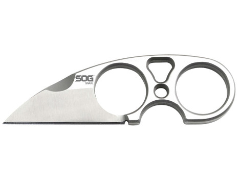 S.O.G SOG-JB01K-CP Snarl 2.30" Fixed Plain Sheepsfoot Satin 9Cr18MoV SS Blade/ Silver Stainless Steel Handle