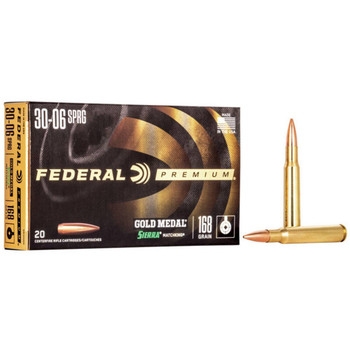 Federal Gold Medal Hyper Velocity Centerfire Ammunition, 30-06 Springfield, Sierra MatchKing BTHP, 168 Grain - 20 Cartridge Box ( 20 / 1 )