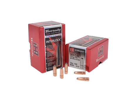 Hornady 3130 InterLock 303 Cal .312 174 gr Round Nose 100 Per Box/ 15 Case