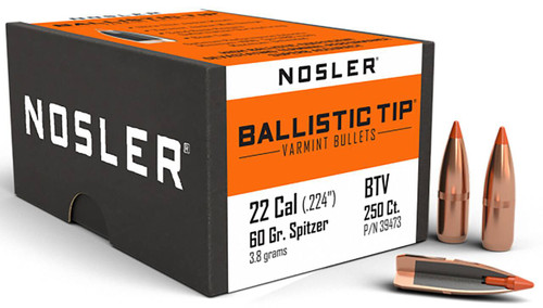 Nosler 39473 Ballistic Tip  .22 Cal .224 60 gr Ballistic Tip Varmint 250 Per Box UPC: 054041394734