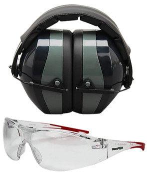 Champion Targets 40622 Eyes  Ears Combo 26 dB Over the Head Passive Muff  Shooting Glasses BlackGray UPC: 076683406224