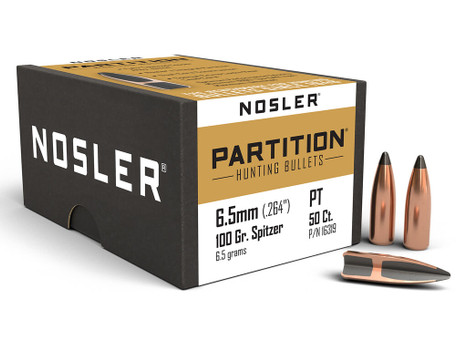 Nosler 16319 Partition 6.5 Creedmoor 100gr Partition Spitzer 50/Box