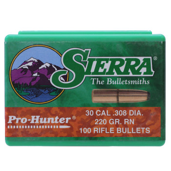 Sierra 2180 ProHunter  30 Cal .308 220 gr Round Nose 100 Per Box UPC: 092763021804