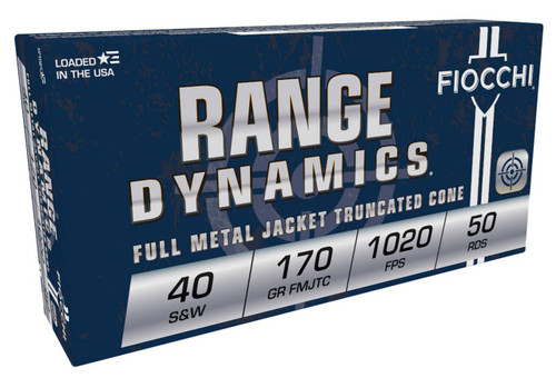 Fiocchi Range Dynamics Subsonic Centerfire Ammunition, 40 Smith & Wesson, Full Metal Jacket Truncated Cone, 170 Grain - 50 Cartridge Box ( 50 / 1 )