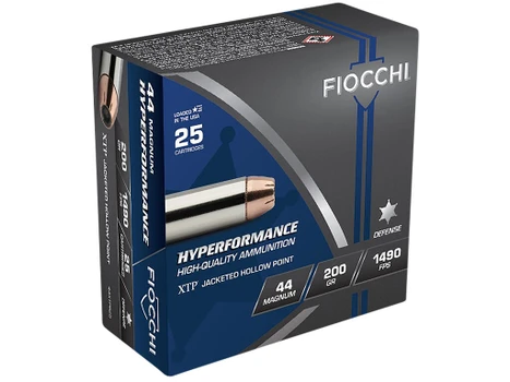 Fiocchi 44XTPB25 Hyperformance 44RemMag 200gr Hornady XTP Hollow Point 25 Per Box/20 Case