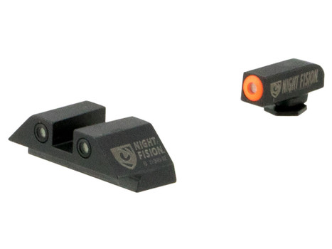 Night Fision GLK001003OGW Tritium Night Sights For Glock Green Tritium Orange Outline Front Sight- Green Tritium White Outline Rear Sight Glock 17/17L/19/22