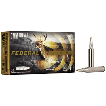 Federal Trophy Bonded Hyper Velocity Centerfire Ammunition, 7mm Rem Mag, Trophy Bonded Tip, 140 Grain - 20 Cartridge Box ( 20 / 1 )