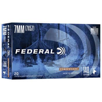 Federal Power-Shok Hyper Velocity Centerfire Ammunition, 7mm Mauser, Jacketed Soft Point, 140 Grain - 20 Cartridge Box ( 20 / 1 )