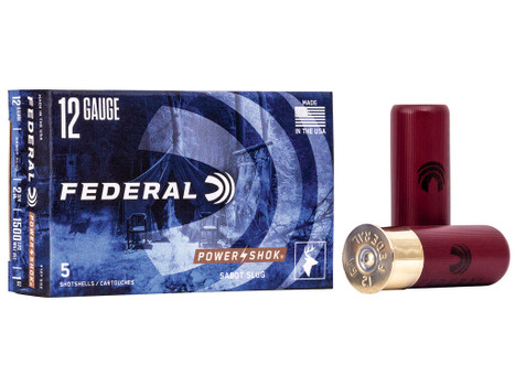 Federal F127SS2 Power-Shok Shotshell 12Gauge 2.75" 1oz SabotSlug Shot 5 Per Box/50 Case