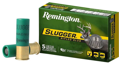 Remington Slugger Rifled Slugs 12 Gauge Slug Ammunition, 2 3/4 Inch, 1560 FPS, 1 Ounce, Rifled Slug - 5 Cartridge Box ( 5 / 1 )