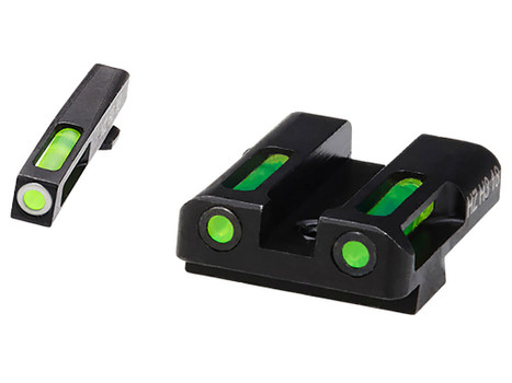 HiViz GLN325 LiteWave H3 Sight Set for Glock Green Tritium White Outline Front Sight-Green Fiber Optic Rear Sight
