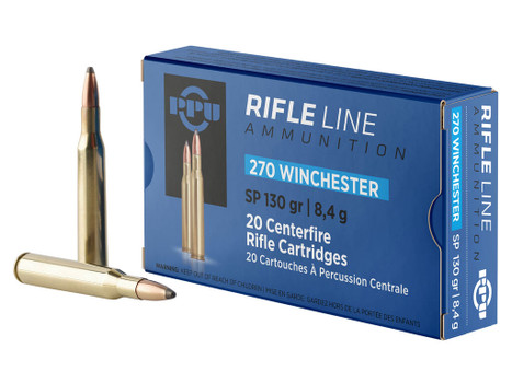 PPU PP2701 Standard Rifle 270Win 130gr Soft Point 20 Per Box/10 Case