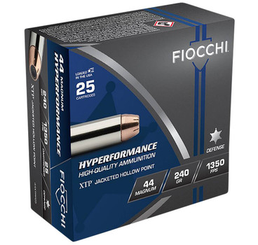 Fiocchi Hyperformance High Velocity Centerfire Ammunition, 44 Rem Mag, Hornady XTP Hollow Point, 240 Grain - 25 Cartridge Box ( 25 / 1 )