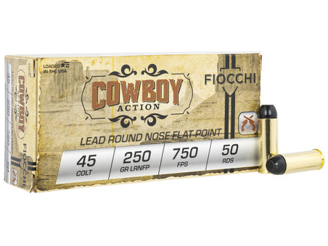 Fiocchi 45LCCA Cowboy Action 45Colt 250gr Lead Round Nose Flat Point 50 Per Box/10 Case