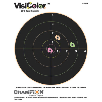 Champion Targets 45824 VisiColor  Bullseye Paper Hanging PistolRifle 8.50 x 11 MultiColor Includes Pasters 10 Pack UPC: 076683458247