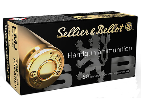 Sellier & Bellot SB762TOK Handgun 7.62x25mmTokarev 85gr Full Metal Jacket 50 Per Box/30 Case