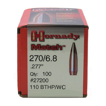 Hornady 27200 Match  270 Cal .277 110 gr Hollow Point Boat Tail 100 Per Box 25 Case UPC: 090255601657
