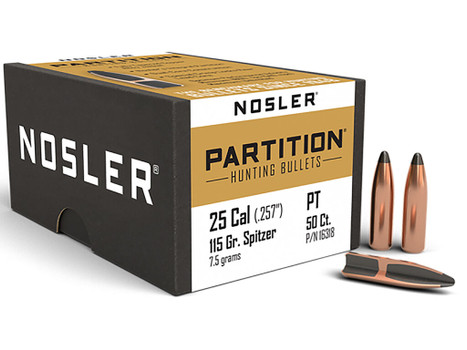 Nosler 16318 Partition 25Cal 115gr Spitzer 50/Box