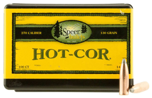 Speer 1459 HotCor  270 Win .277 130 gr Spitzer Soft Point 100 Per Box 5 Case UPC: 076683014597