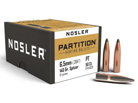 Nosler 16321 Partition 6.5Creedmoor 140gr Spitzer 50/Box