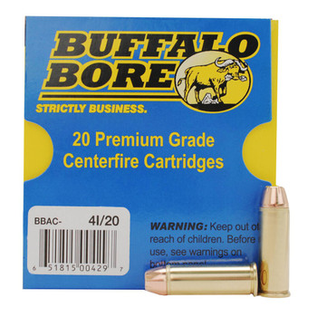 Buffalo Bore Ammunition 4I20 AntiPersonnel Strictly Business 44 Rem Mag 180 gr Jacket Hollow Point 20 Per Box 12 UPC: 651815004297 Buffalo Bore Ammunition 4I20 AntiPersonnel Strictly Business 44 Rem Mag 180 gr Jacket Hollow Point 20 Per Box 12 UPC: 651815004297