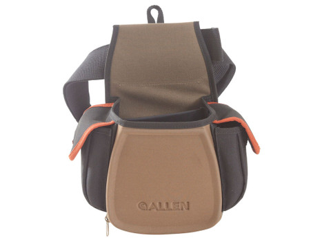 Allen 8306 Eliminator Pro Double Compartment Shooting Bag Black w/Coffee & Copper Accents, Elastic Loops, Side Pockets & D-Ring 7" x 4.75" x 12" Exterior Dimensions