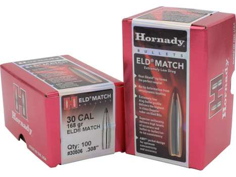 Hornady 30506 ELD Match 30 Cal .308 168 gr Extremely Low Drag Match 100 Per Box/ 15 Case