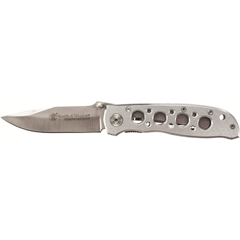 Smith  Wesson Knives CK105HCP Extreme Ops  3.22 Folding Drop Point Plain 7Cr15MoV SS Blade Aluminum Handle Includes Pocket Clip UPC: 028634105687
