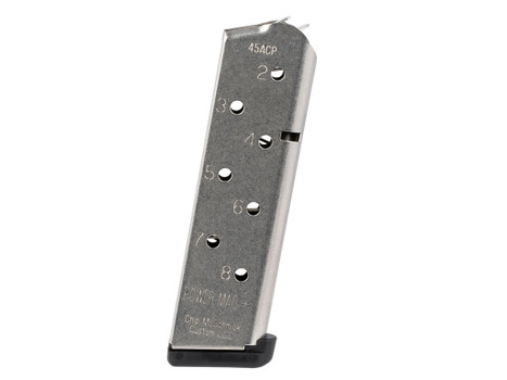 CMC Products 12131 Power Mag Plus 8rd 45 ACP Fits 1911 Government Stainless Steel w/ Black Base Pad