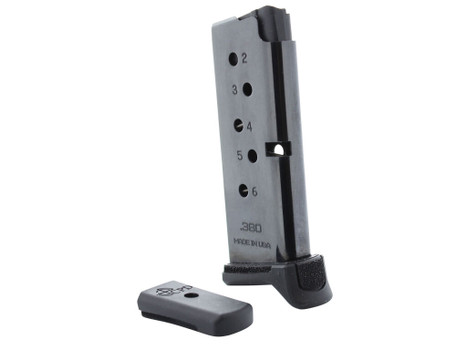DuraMag 6X38141205RCPD Replacement Black Detachable 6rd 380 ACP for Ruger LCP/LCP II