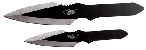 Uzi Accessories UZKTRW002 Throwing Knives  Fixed Spear Point Plain Black Stainless Steel Blade Black Stainless Steel Handle Includes UPC: 024718926537