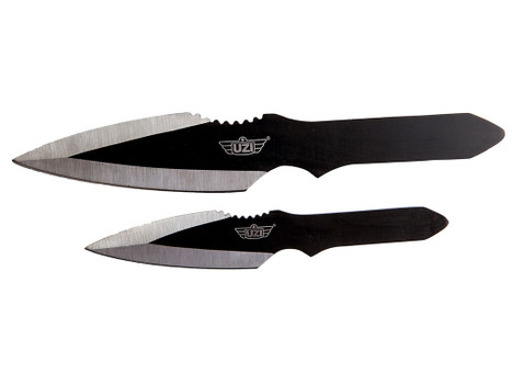 Uzi Accessories UZKTRW002 Throwing Knives Fixed Spear Point Plain Black Stainless Steel Blade Black Stainless Steel Handle Includes