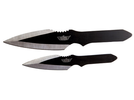 Uzi Accessories UZKTRW002 Throwing Knives Fixed Spear Point Plain Black Stainless Steel Blade Black Stainless Steel Handle Includes