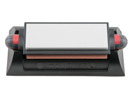 AccuSharp 025C Tri-Stone Deluxe Sharpening System Coarse, Medium, Fine Diamond, Alumina, Ceramic Sharpener Rubber Handle
