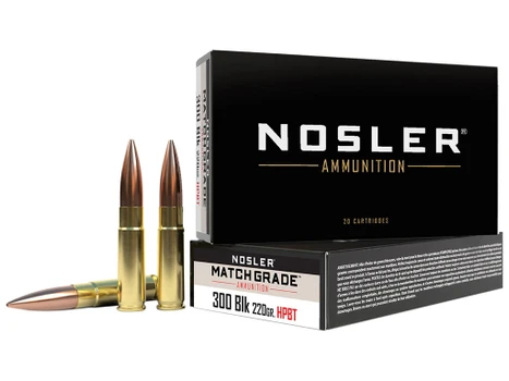Nosler 51275 Match Grade 300Blackout 220gr Custom Competition Hollow Point Boat Tail 20 Per Box/20 Case