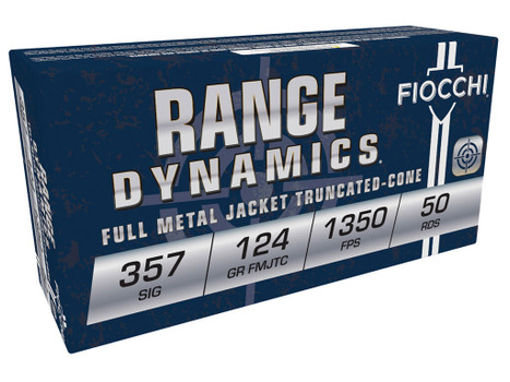 Fiocchi 357SIGAP Range Dynamics 357Sig 124gr Full Metal Jacket 50 Per Box/20 Case