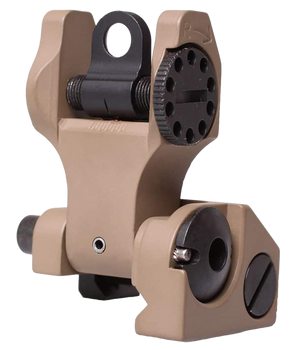 Troy Ind SSIGFBSROFT00 Rear Folding BattleSight Round  Flat Dark Earth Folding for AR-15                                                                                                                