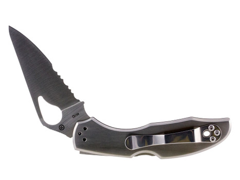Spyderco BY04PS2 Byrd Meadowlark 2 2.94" Folding Clip Point Part Serrated 8Cr13MoV SS Blade Stainless Steel Handle Includes Pocket Clip