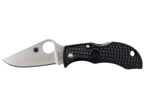 Spyderco MBKP Manbug 1.95" Folding Plain Stonewashed VG-10 SS Blade, Black FRN Handle