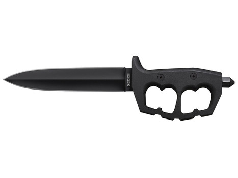 Cold Steel CS-80NTP Chaos Double Edge 7.50" Fixed Plain Black SK-5 High Carbon Blade/Black w/ "D" Ring Guards Aluminum Handle