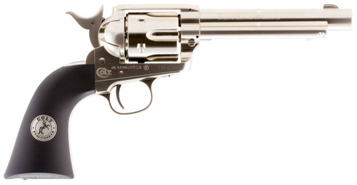 Umarex USA 2254051 Colt Peacemaker CO2 Pistol CO2 177 Pellet 6rd Nickel Frame Black Polymer Grip UPC: 723364540516