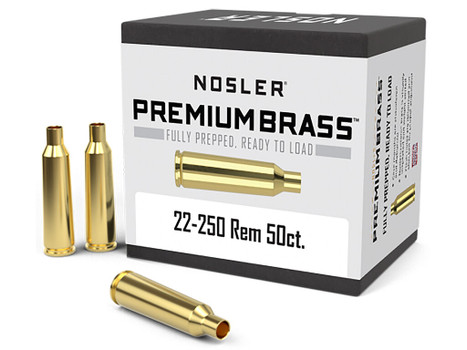 Nosler 10065 Premium Brass Unprimed Cases 22-250Rem Rifle Brass 50/Box