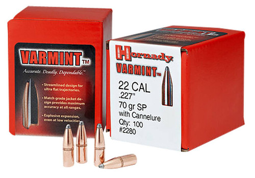 Hornady 2245 Traditional Varmint 22 Cal .224 50 gr Spire Point 100 Per Box 40 Case UPC: 090255222456