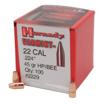 Hornady 2229 Traditional Varmint 22 Cal .224 45 gr Hollow Point 100 Per Box 40 Case UPC: 090255222296