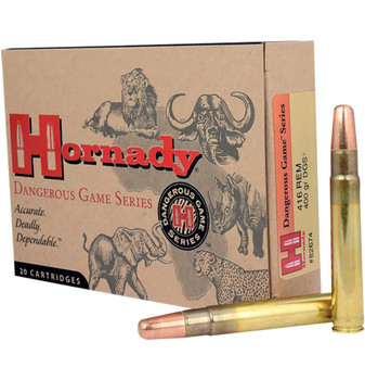 Hornady Dangerous Game Hyper Velocity Centerfire Ammunition, 416 Rem Mag, Dangerous Game Solid, 400 Grain - 20 Cartridge Box ( 20 / 1 )