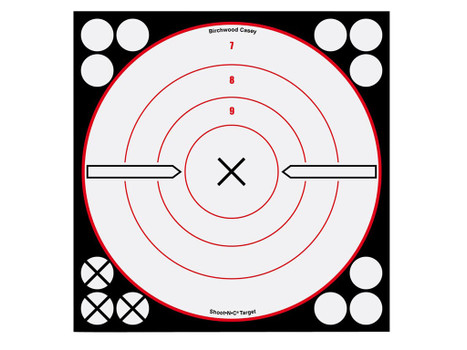 Birchwood Casey 34802 Shoot-N-C Reactive Target Self-Adhesive Paper Black/Red/White 8" Bullseye 6 Pack