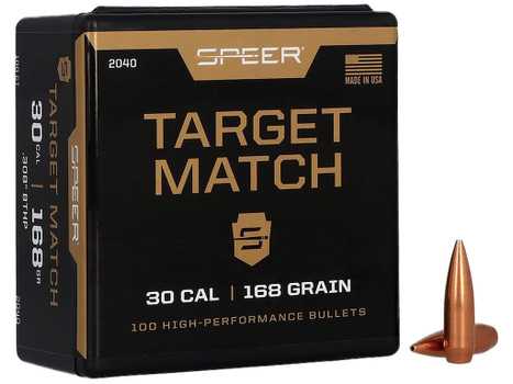 Speer 2040 Rifle Plinking Target Match .308 168 gr Open Tip Match Boat Tail 100 Per Box/ 5 Case