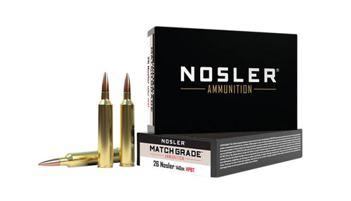 Nosler Match Grade Hyper Velocity Centerfire Ammunition, 26 Nosler, Custom Competition Hollow Point Boat Tail, 140 Grain - 20 Cartridge Box ( 20 / 1 )